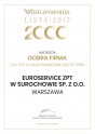  Nagroda „DOBRA FIRMA”  dla Euroservice Zakłady Przemysłu Tłuszczowego w Surochowie Sp. z o.o. 